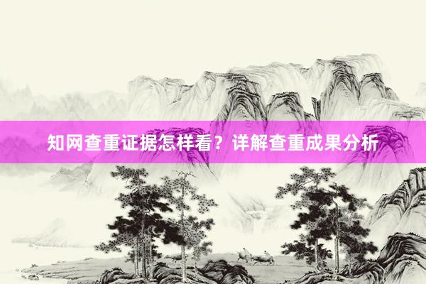 知网查重证据怎样看？详解查重成果分析